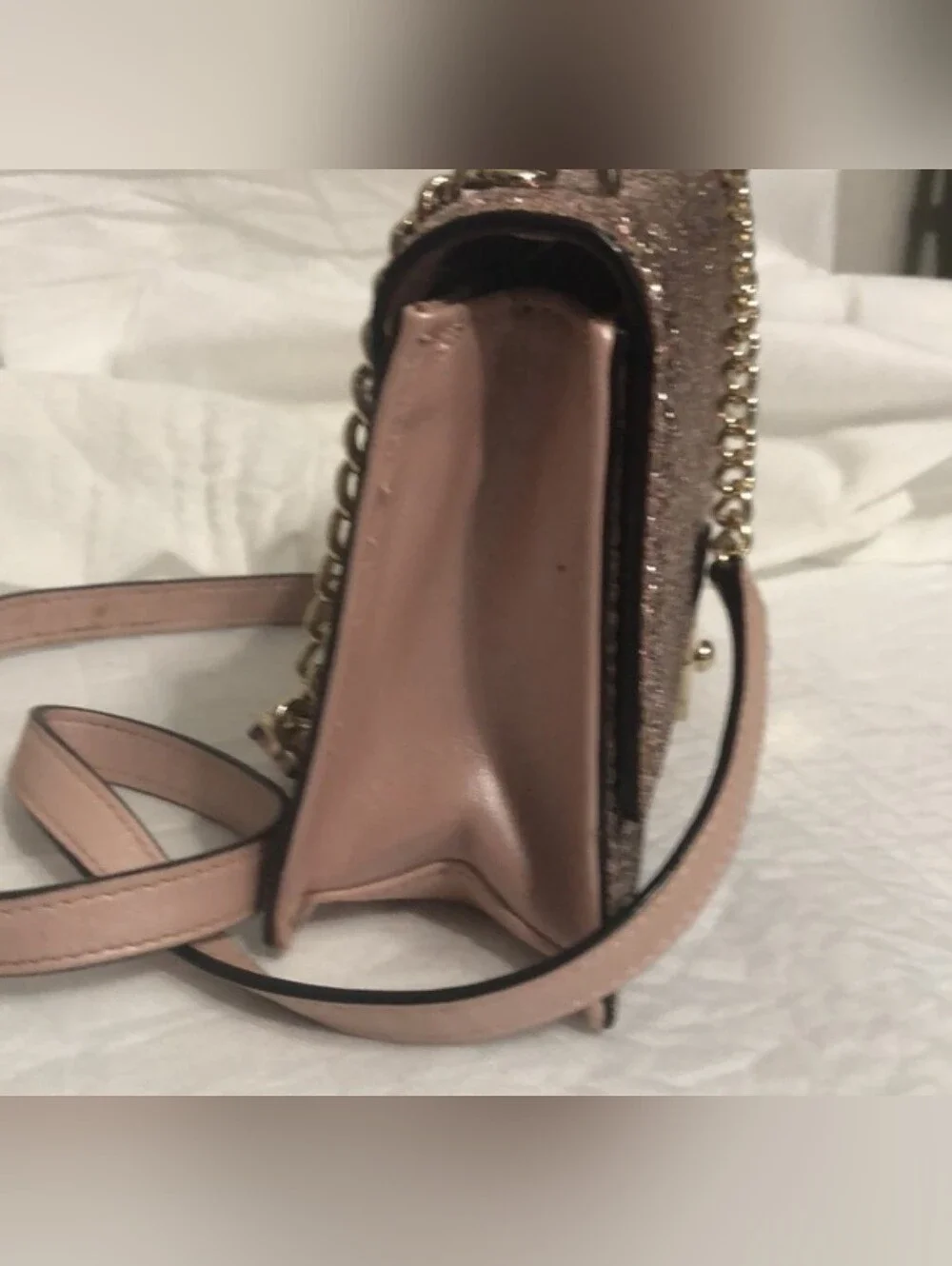 Kate Spade glitter crossbody bag in rose